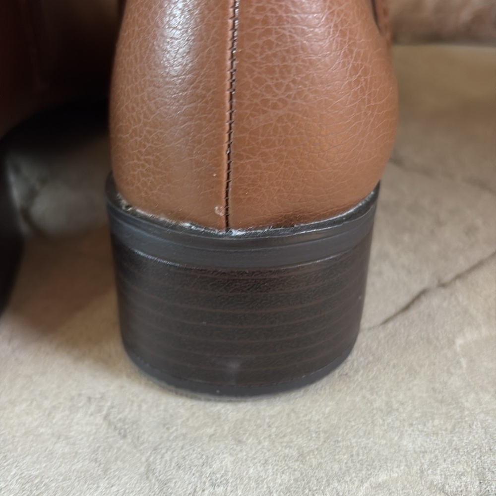 Etienne Aigner Brown Leather & Suede Knee-High Heeled Boots - Picture 8 of 15